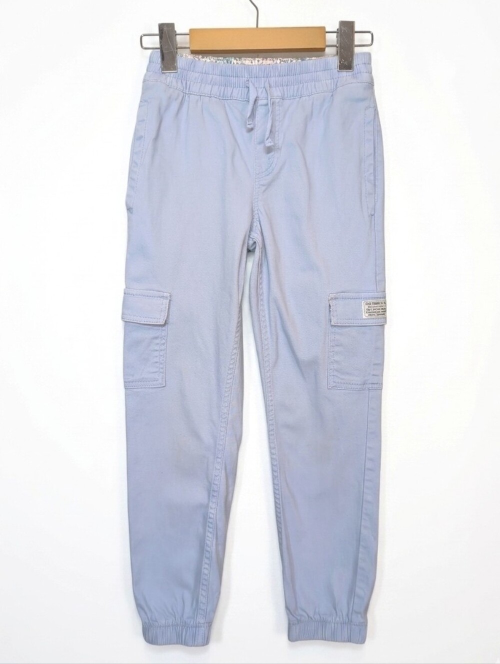 Levi's Periwinkle Blue Cargo Joggers Girls Size 8 Floral Waistband Spring Pants